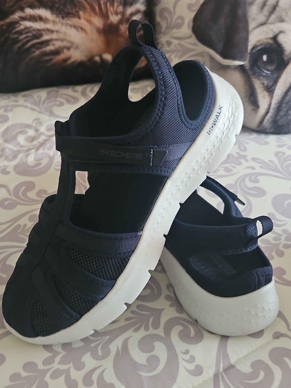 Skechers Go WALK navy Blue Shoes Part Mesh Velcro Close <9> - Picture 8 of 11